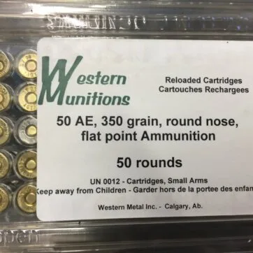 50 AE, 350 GRAIN, 50 ROUNDS WESTERN MUNITIONS, REMANUFACTURED AMMUNITION, ARW-50AE-350-50