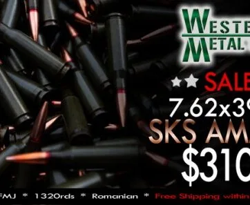 7.62X39 AMMUNITION, 123 GRAIN, SURPLUS ROMANIA, BOX OF 1320