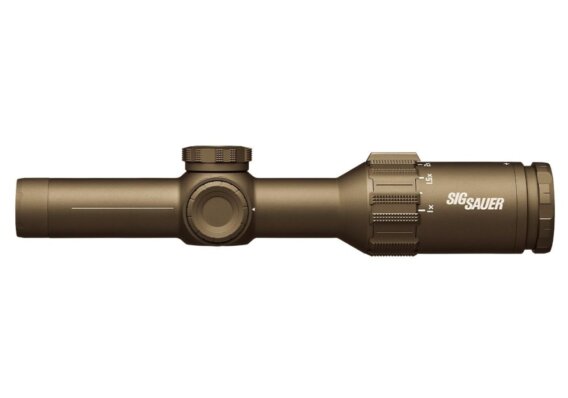 Sig Sauer SOT61239 Tango6T Rifle Scope, 1-6X24MM, 30MM, FFP, DWLR6 Illum. Reticle, 0.2 Mrad, Capped Turret, FDE, SDMR, 5270-1643