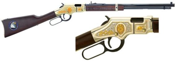 Henry H004LE Golden Boy Law Enforcement Tribute Edition Lever Rifle 22 LR, Ambi, 20 in, Blued, Wood Stk, 16+1 Rnd, 1524-0053