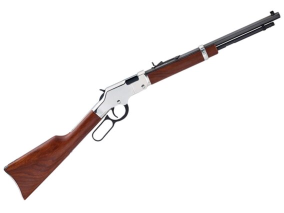 Henry H004SY Golden Boy Silver Youth Lever Action Rifle, 22 LR, 17" Blued Oct. Bbl, Silver Plated Receiver and Butt Plate, 12+1 Rnd, 1524-0186