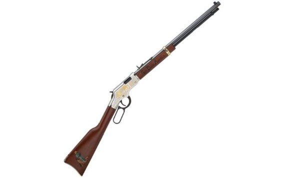 Henry H004GBA Golden Boy Lever Rifle 22 LR 20" Octagon "God Bless America" 16rd Walnut Stk, 1524-0172