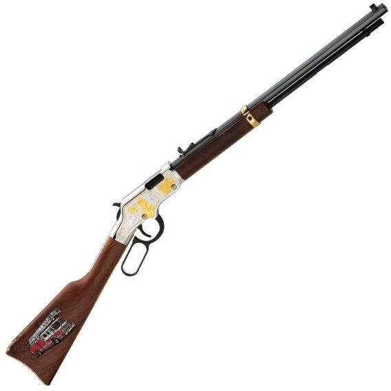 Henry H004FM Golden Boy Firefighter Tribute Edition Lever Rifle 22 LR, Ambi, 20 in, Blued, Wood Stk, 16+1 Rnd, 1524-0108