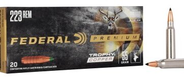 Federal PREMIUM 223 Remington55GR TROPHY COPPER, N-P223TC1