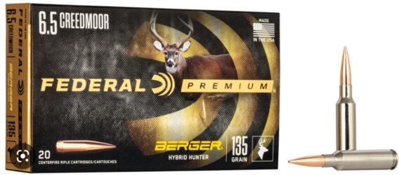 Federal 6.5 CREEDMOOR 135 GR BERGER HYBRID HUNTER, N-P65CRDBCH1