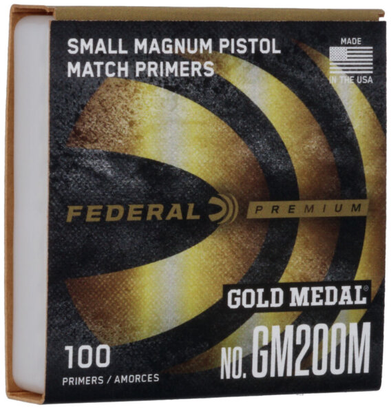 Federal GM200M Gold Medal Small Mag Pistol Primer 100Ct Match, 0658-0873