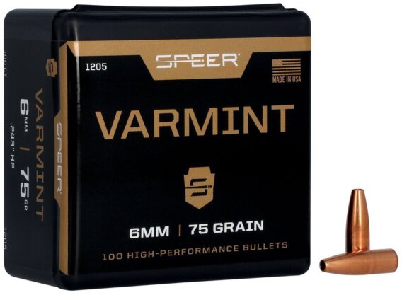 Speer 1205 Varmint Hunting Jacketed HP Bullets, 243-75-Gr, 100 Ct, 1508-1126