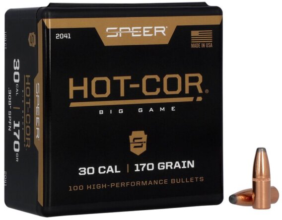 Speer 2041 Rifle Hunting Hot-Cor Bullets, 308-170-GR SPFN, 100 Ct, 1508-9969