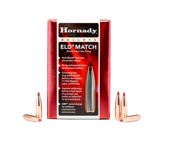 Hornady 30313 ELD Match Rifle Bullets, 30 CAL .308 155 Gr, 100 Box, 0953-1710