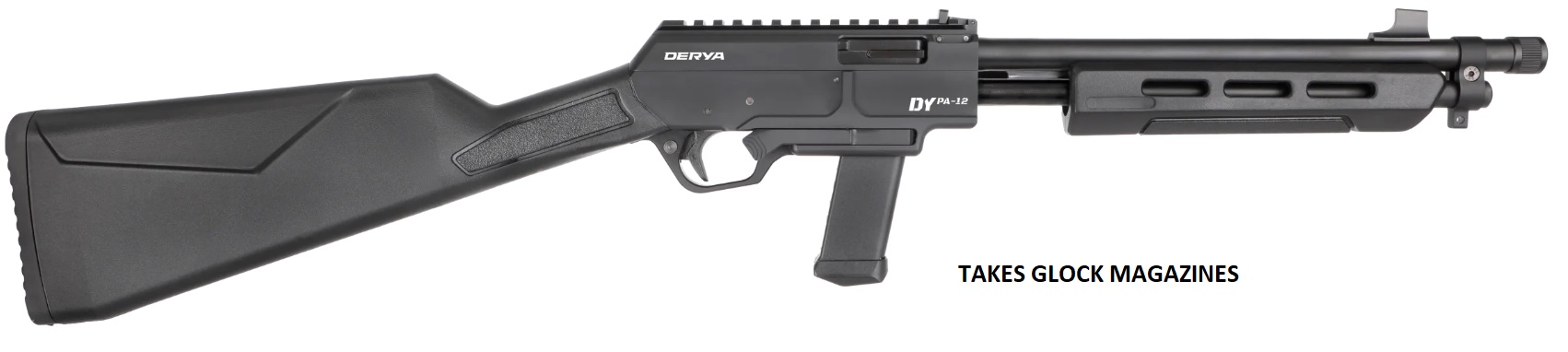 DERYA DYPA-12 c.9MM 12″ PUMP Action Synthetic, N-DYPA-12-BLK-MP